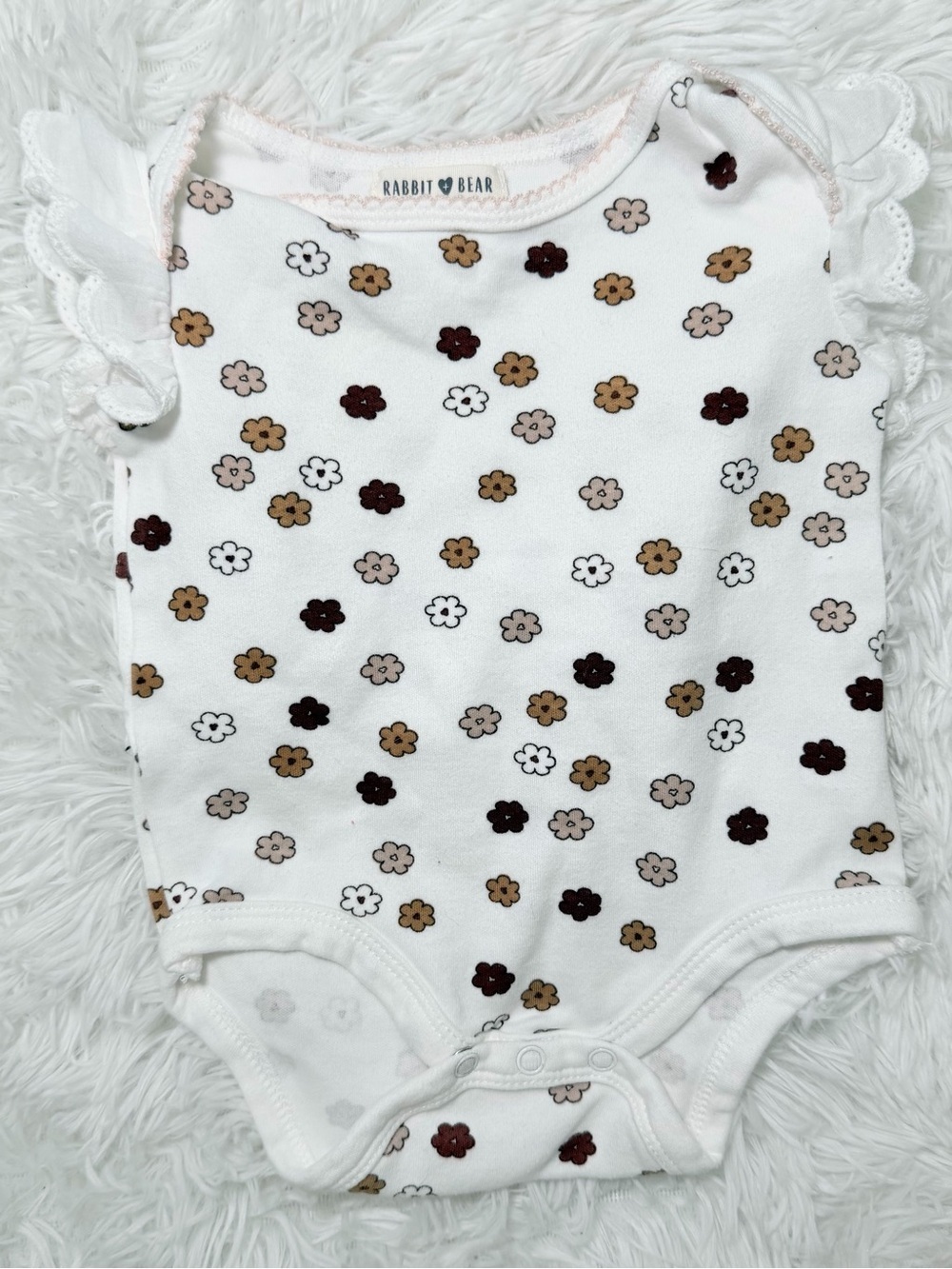 Rabbit Bear Organic Cotton Floral Flutter Sleeve Bodysuit 6-9M